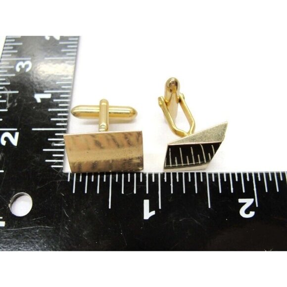 Swank Cufflinks Gold-Tone Rectangular Rhinestone Tux Shirt Dress Suit Vintage - Picture 6 of 9